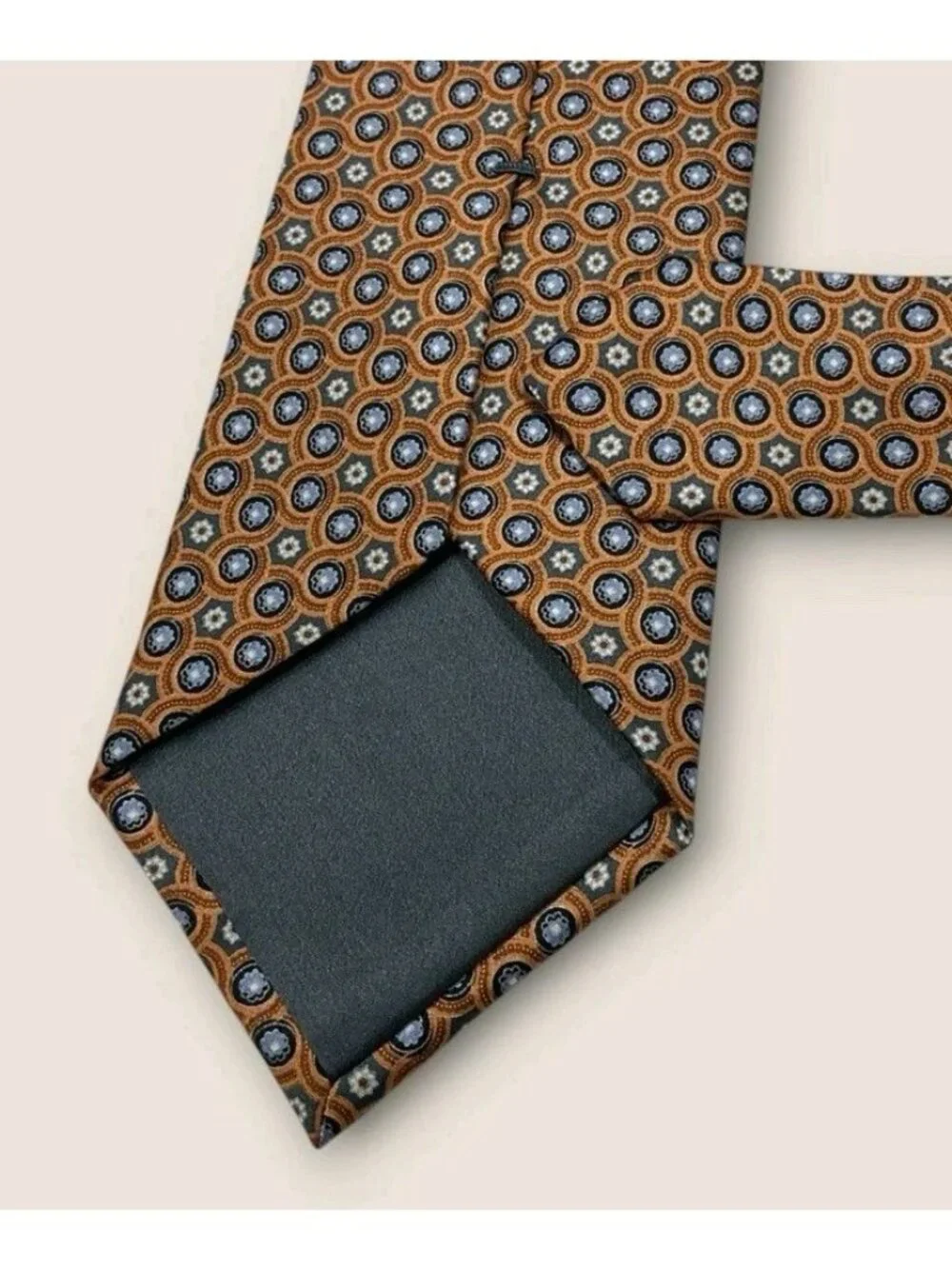 BRIONI Silk Tie ITALY Brown Gray Blue Geometric Floral W:3.6